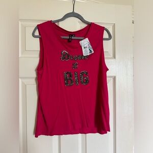 Tank top with sparkle -“Dream it Big” pink size large